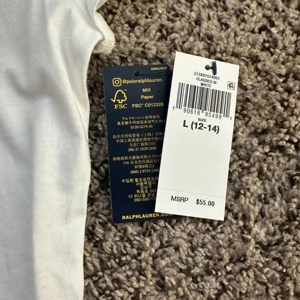 Polo Ralph Lauren Girls Polo Bear T Shirt Dress | L 12 to 14 | White - Picture 2 of 4